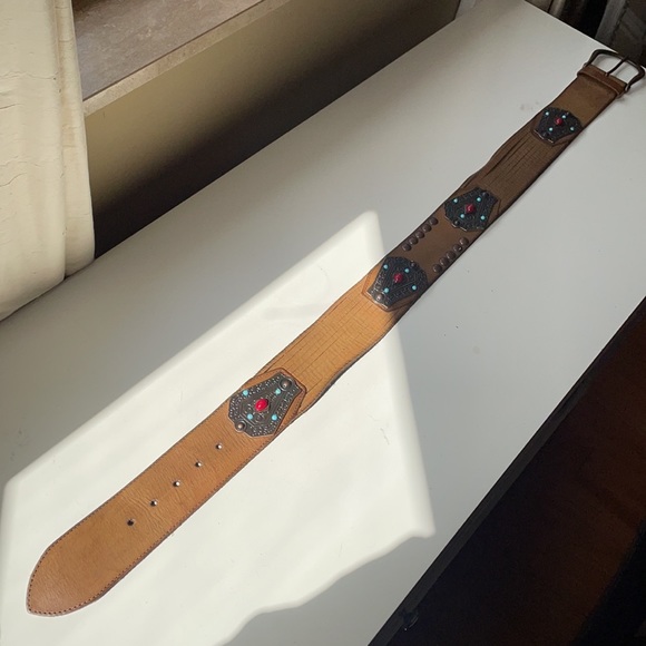 Vintage brown leather handcrafted belt